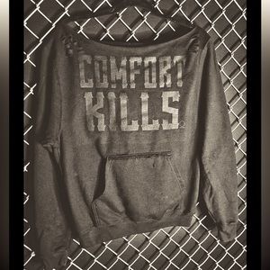 The Drive Clothing Line Comfort Kills Wide Neck Distressed Sweatshirt